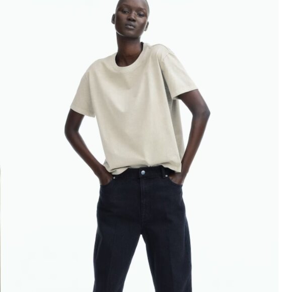 NWT H&M Small Beige Cotton Short Sleeved T Shirt - Picture 1 of 14